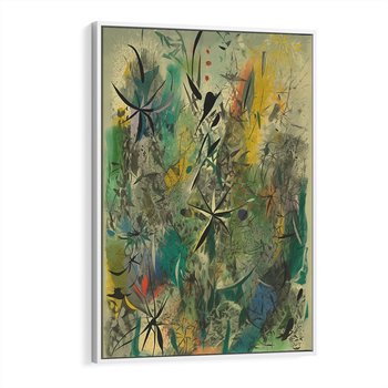 Obraz w ramie 80x120 - Tajemnicze Konstrukcje Form - abstrakcyjny obraz, mnogość kolorów - rama biała