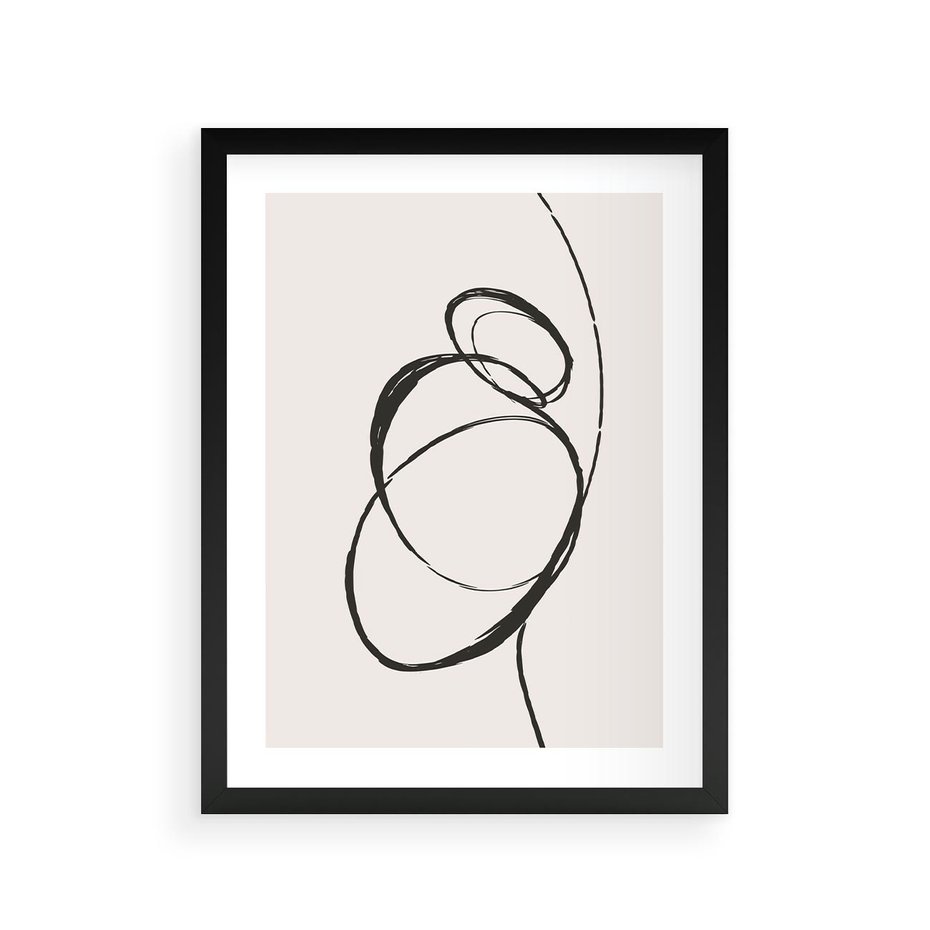 Plakat w ramie 30x40 - Modernistyczne Refleksje - abstrakcyjne szkicowane linie, minimalizm - rama czarna