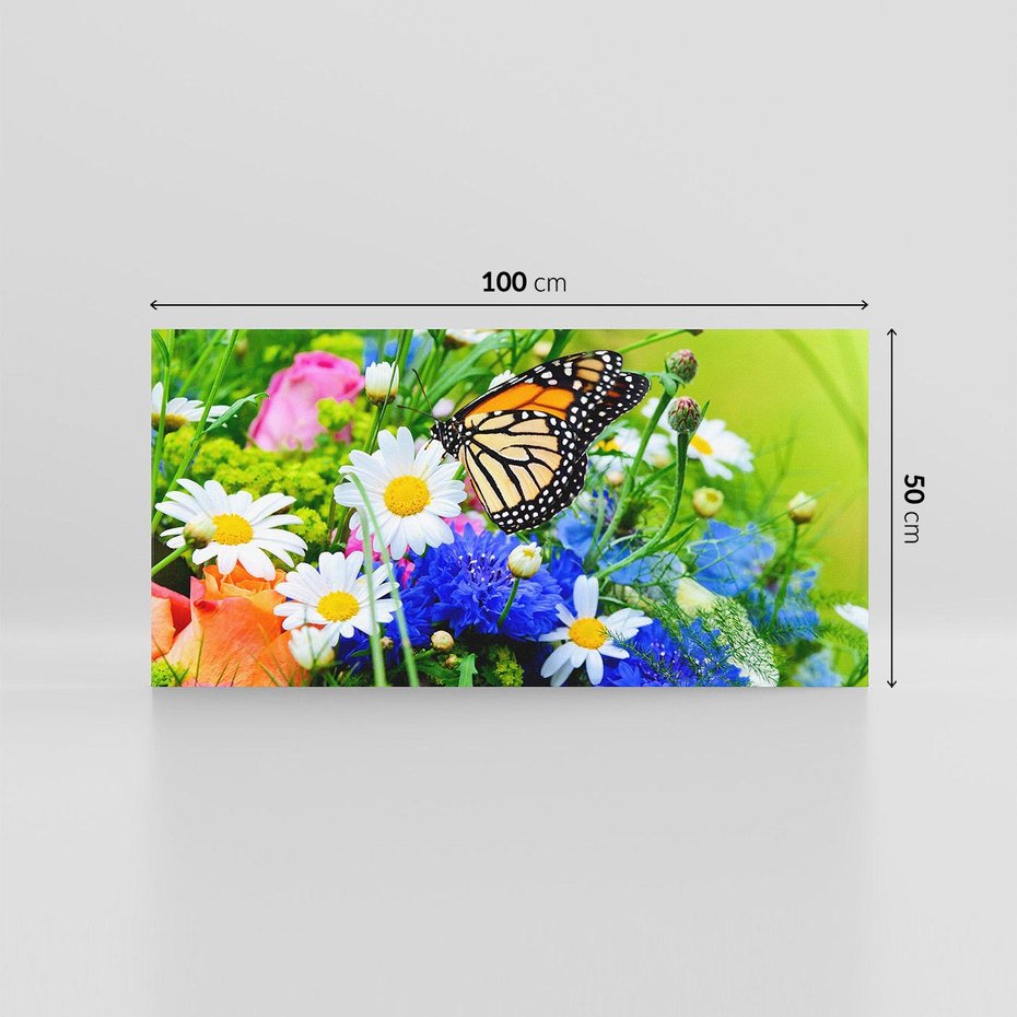 Obraz na płótnie 100x50 - Kwiatowy Taniec - motyl, kwiaty
