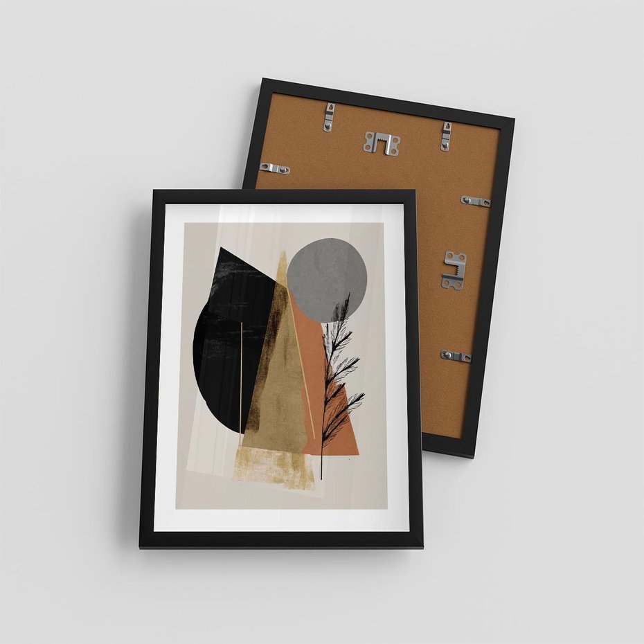 Plakat w ramie 30x40 - Wibracje Barw Ziemi - abstrakcyjny obraz, dziwne formy - rama czarna