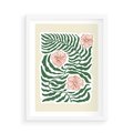 Plakat w ramie 50x70 - Migocące Wzory - abstrakcyjna kompozycja, paprocie - rama biała