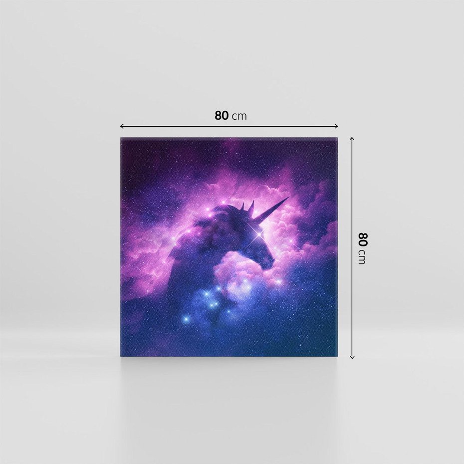 Obraz na płótnie 80x80 - Mityczna podróż - kosmos, jednorożec