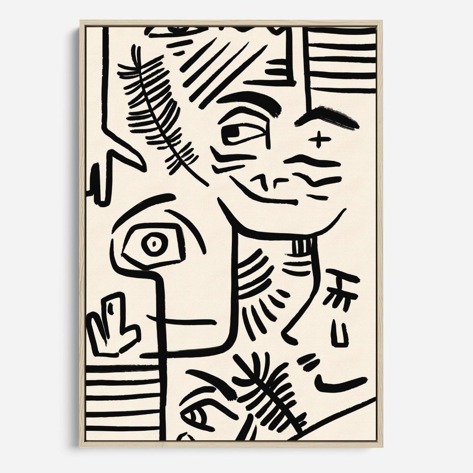 Obraz w ramie 80x120 - Ekspresyjne Odbicia Współczesności - abstrakcyjna grafika, minimalizm - rama drewno