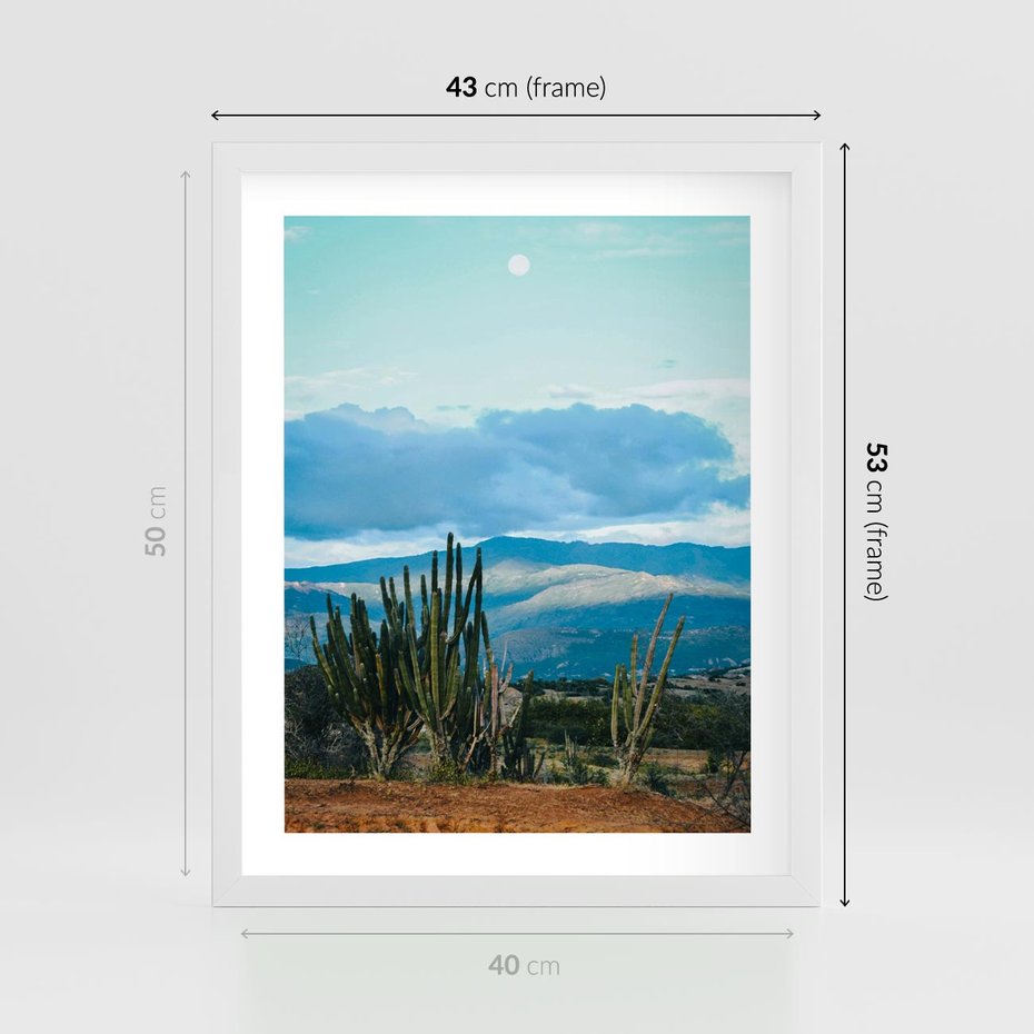 Plakat w ramie 40x50 - Malowniczy Pejzaż - pustynia, pejzaż - rama biała