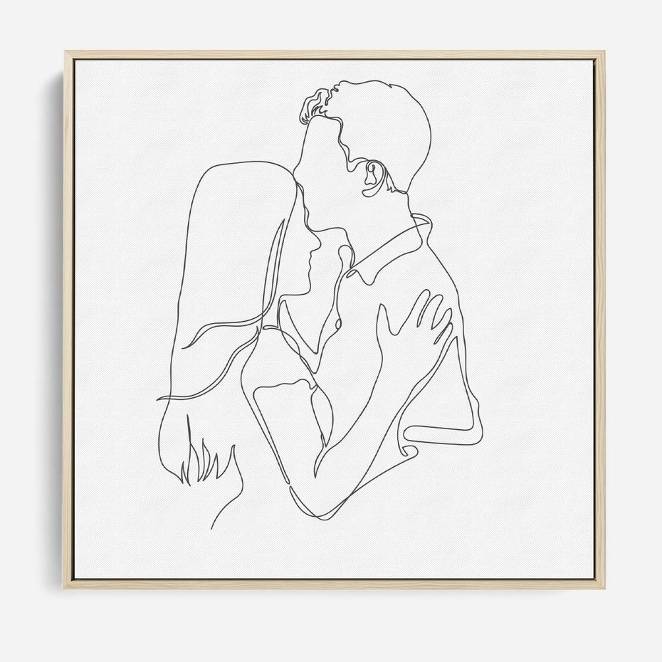 Obraz w ramie 50x50 - Bezgraniczne Przenikanie - para zakochanych, kobieta i mężczyzna - rama drewno