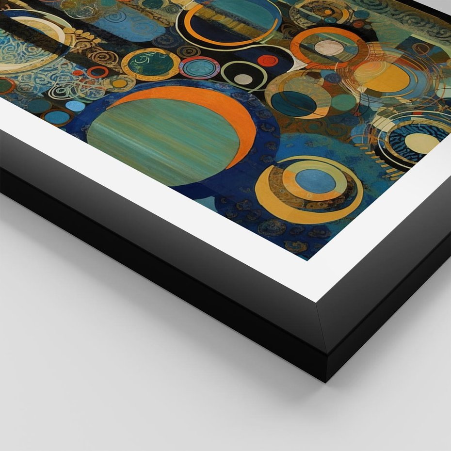 Plakat w ramie 30x40 - Wibracje Wymyślnych Form - abstrakcyjny obraz, mnogość kolorów - rama czarna