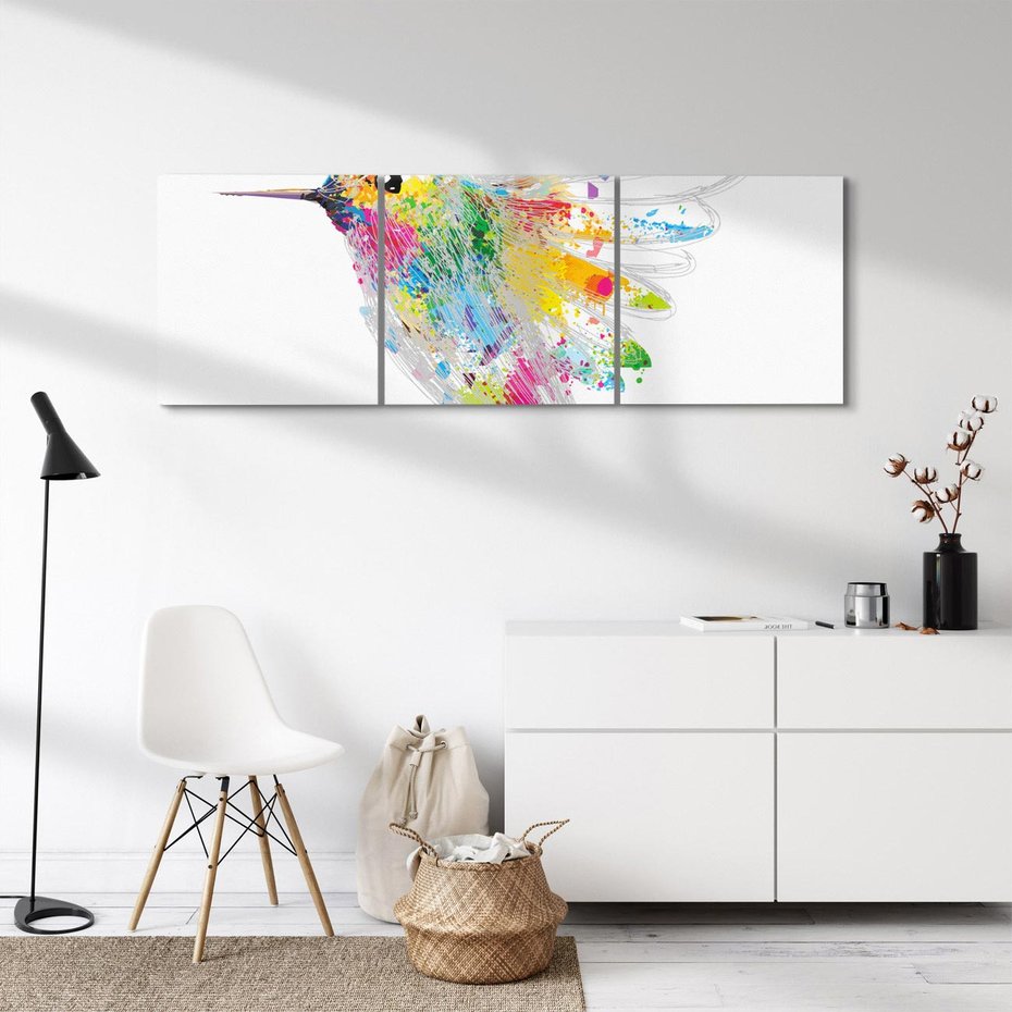 Obraz na płótnie 150x50 - Koliber w akwareli - akwarela, koliber