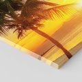 Obraz na płótnie 140x70 - Słońce, plaża i palmy: romantyczny zachód - plaża, zachód