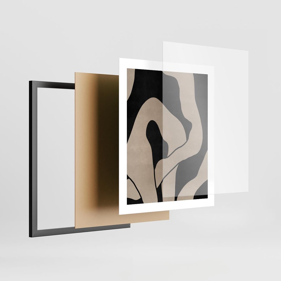 Plakat w ramie 40x50 - Nocne Pochłonięcia - abstrakcyjne linie, mroczny plakat - rama czarna