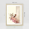 Plakat w ramie 40x50 - Kwiatowe Zanurzenie - japońska sztuka, ptak - rama drewno