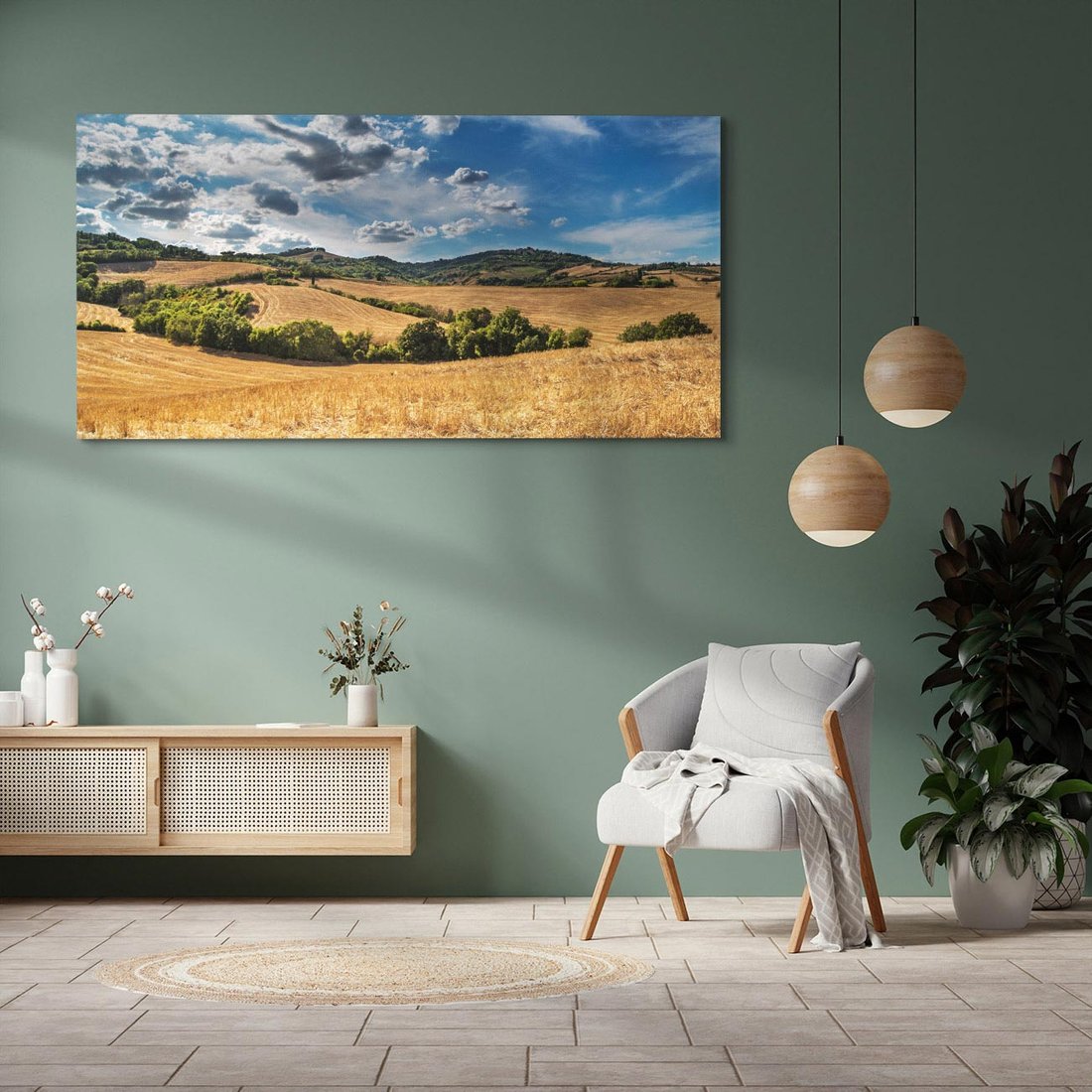 Obraz na płótnie 120x60 - Łąka góry i panoramiczny widok - łąka, góry