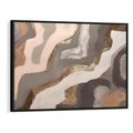 Obraz w ramie 70x50 - Płynne Fale - abstrakcja, neutralne kolory - rama czarna