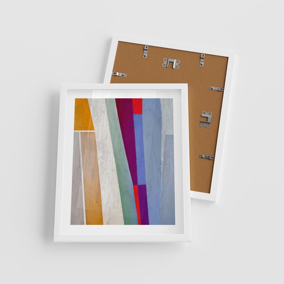 Plakat w ramie 40x50 - Księga Ukrytych Odbić - abstrakcyjne dziwne kształty, olejny obraz - rama biała