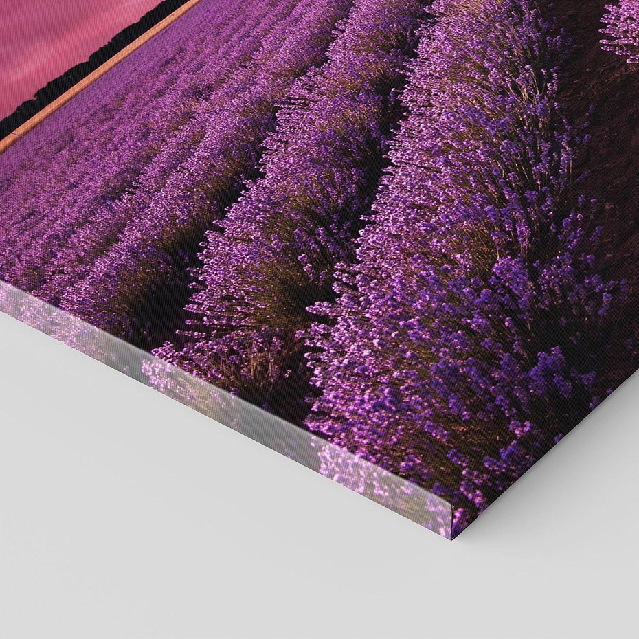 Obraz na płótnie 90x30 - Pola lawendy w pełnym rozkwicie - Lawenda, krajobraz