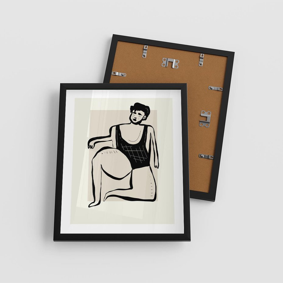 Plakat w ramie 40x50 - Szkic Kobiety w Czerni i Bieli - grafika, modern - rama czarna