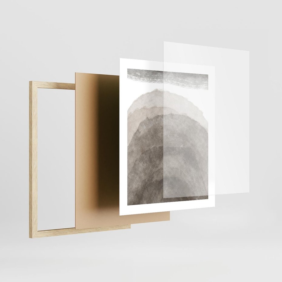 Plakat w ramie 40x50 - Przenikające Kształty - rozmyte cienie, abstrakcja - rama drewno