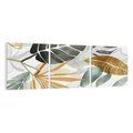 Obraz na płótnie 90x30 - Współbrzmienie wewnętrznego ja - kompozycja z tropikalnych liści, stonowane kolory