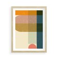 Plakat w ramie 50x70 - Geometryczna Grafika na Plakacie - geometryczna nowoczesna grafika, minimalizm - rama drewno