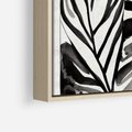 Obraz w ramie 70x50 - Czarne Liście - akwarelowy obraz, czarno biały - rama drewno