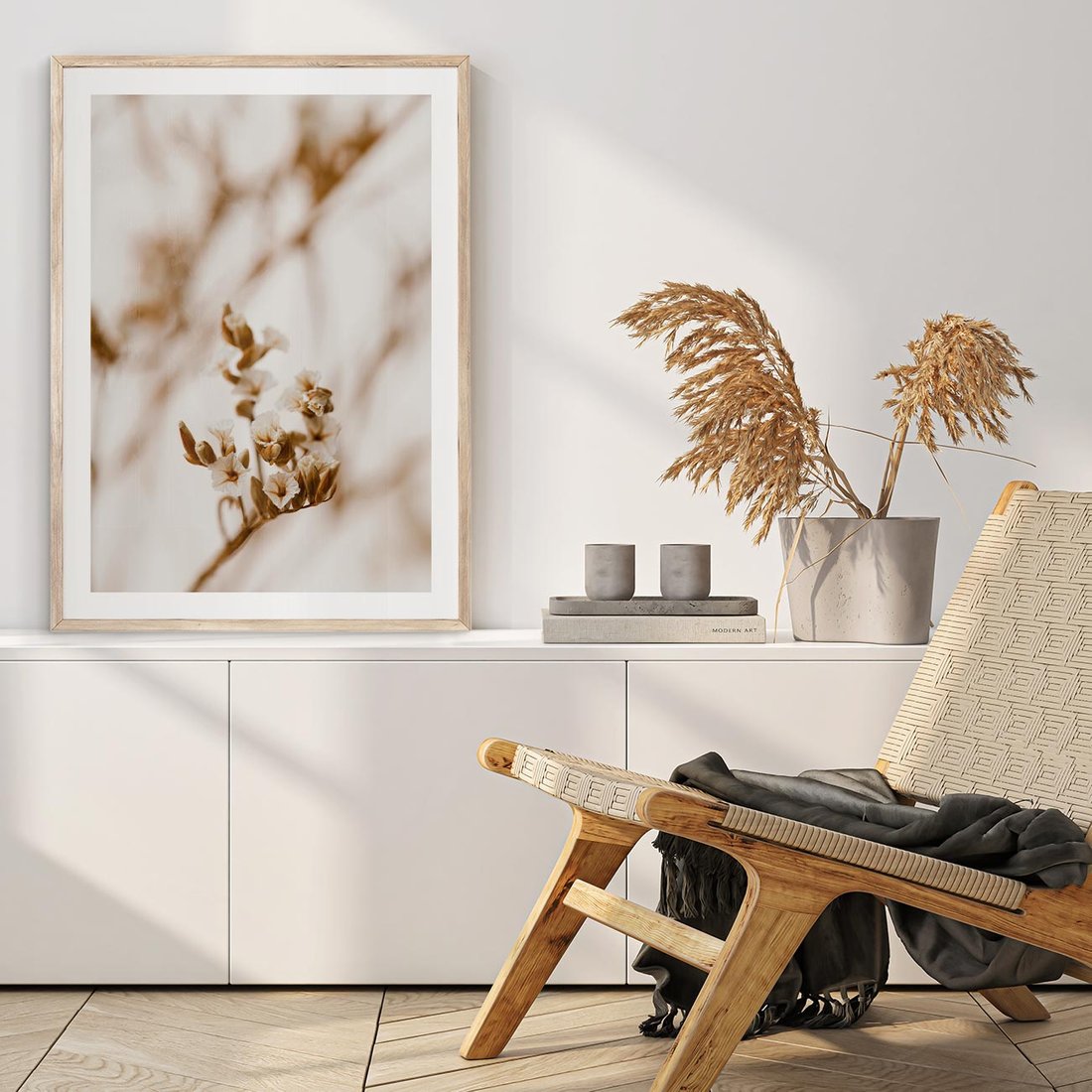 Plakat w ramie 50x70 - Kwiatowa suchość - kwiaty, susz - rama drewno