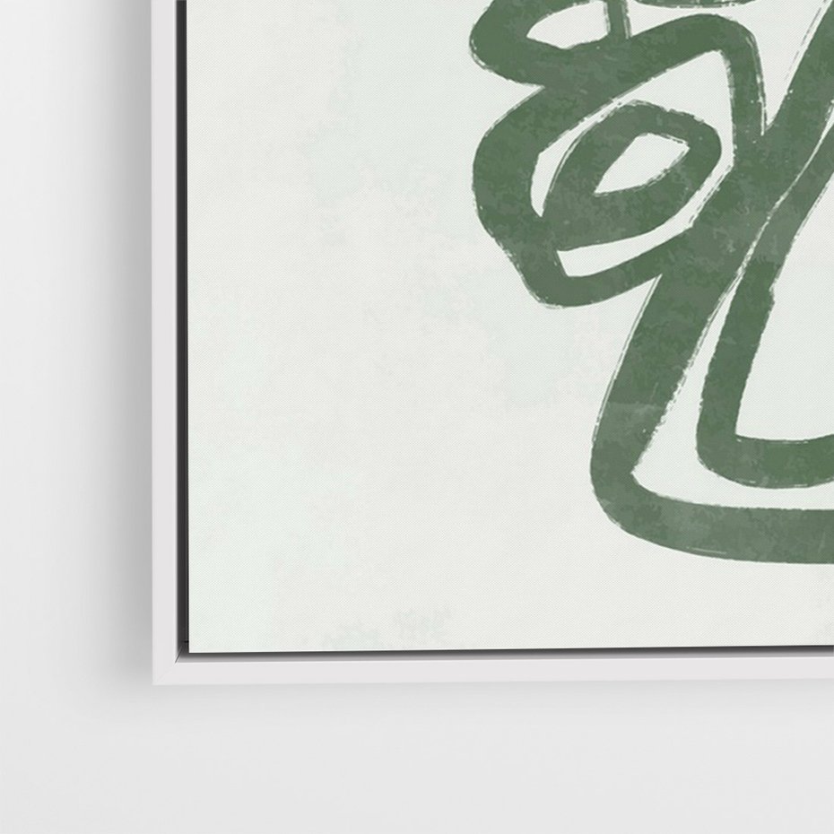 Obraz w ramie 50x70 - Migotliwe Widzenia Zieleni - zielona abstrakcja, zgaszona zieleń - rama biała