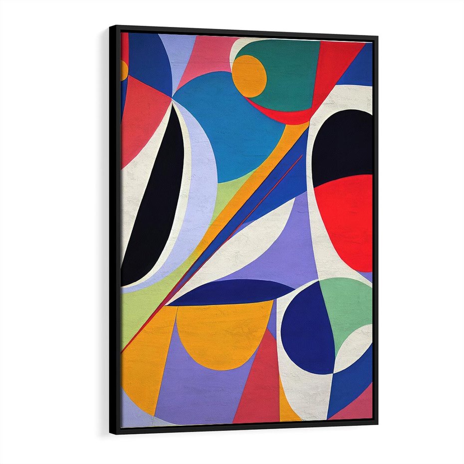 Obraz w ramie 70x100 - Kolorowe Przesunięcia Kształtów - abstrakcyjny obraz olejny, żywe kolory - rama czarna