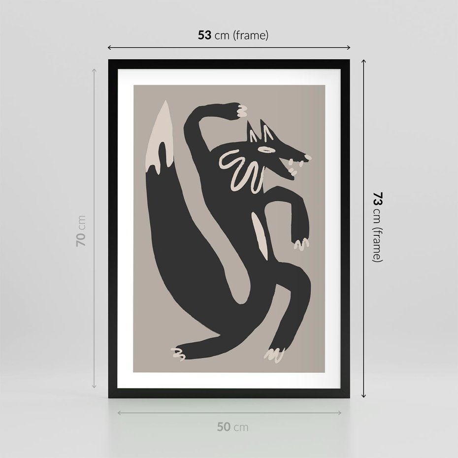 Plakat w ramie 50x70 - Strukturalne Odbicia Północy - skandynawska sztuka, lis - rama czarna