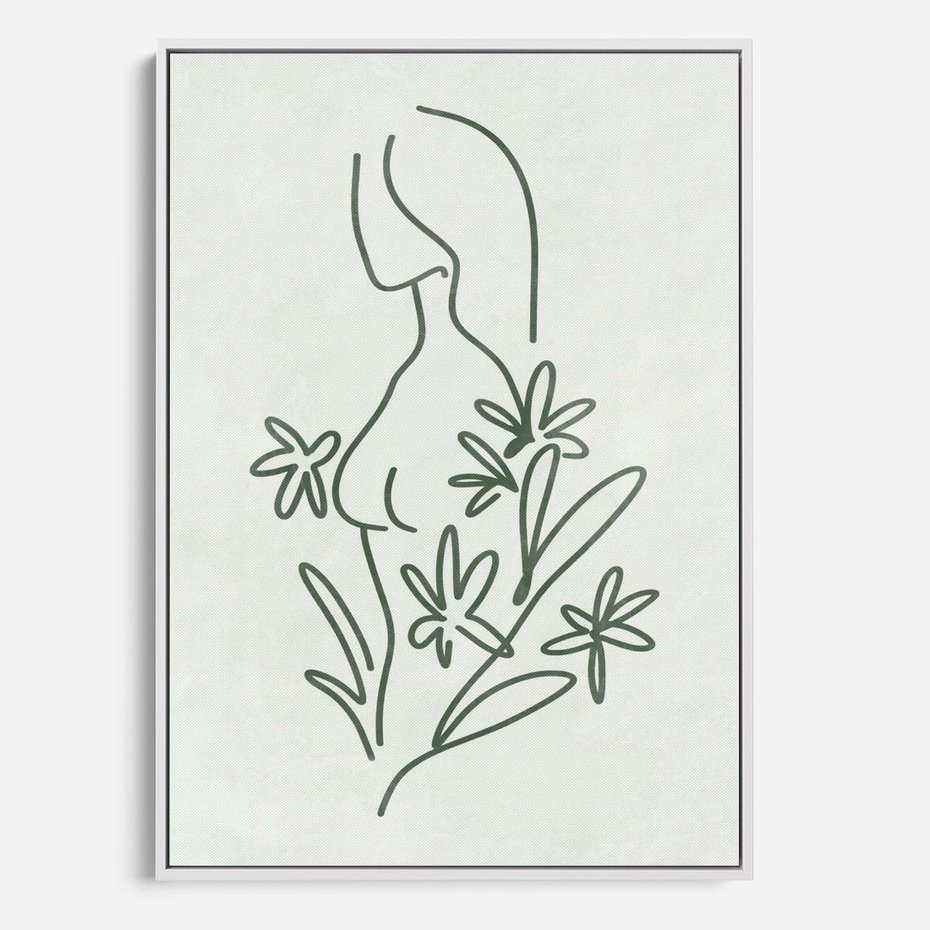 Obraz w ramie 50x70 - Odbicia Zielonego Raju - zielony odcień, abstrakcja - rama biała