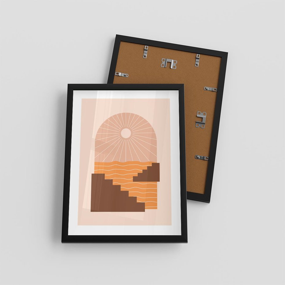 Plakat w ramie 30x40 - Słoneczne Inspiracje w Stylu Boho - boho grafika, słońce - rama czarna