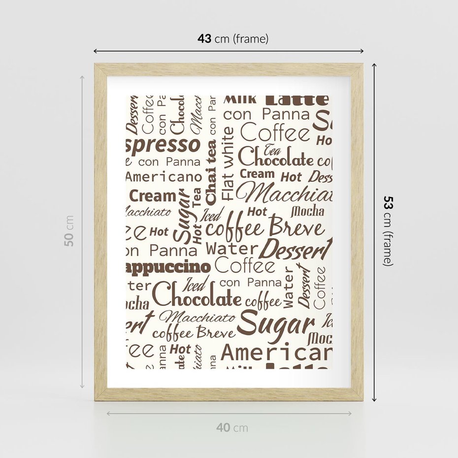 Plakat w ramie 40x50 - Kawa w Stylu Coffee - kawa, coffee - rama drewno