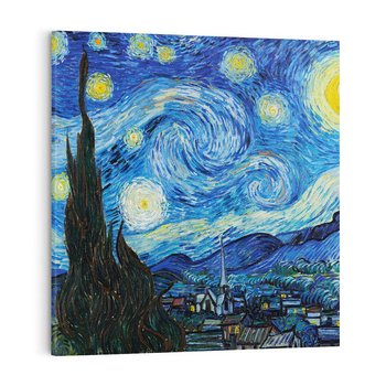 Obraz na płótnie 40x40 - "Gwiaździsta noc" (1889) Vincent van Gogh - Reprodukcja - reprodukcja, obraz na płótnie