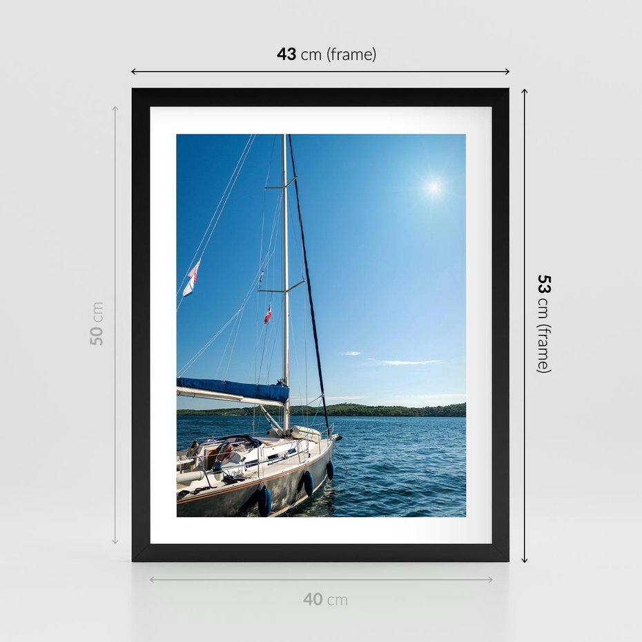 Plakat w ramie 40x50 - Wolność na Horyzoncie - żaglowiec, morze - rama czarna