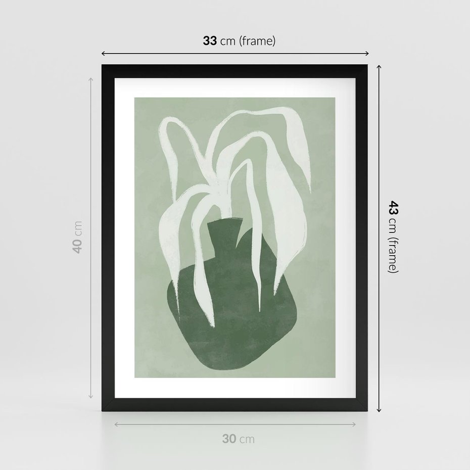 Plakat w ramie 30x40 - Zieleń Pulsującego Spokoju - zielona abstrakcja, zgaszona zieleń - rama czarna