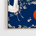 Obraz w ramie 50x50 - Japońskie Żurawie Indygo - sztuka japońska, japonia - rama drewno