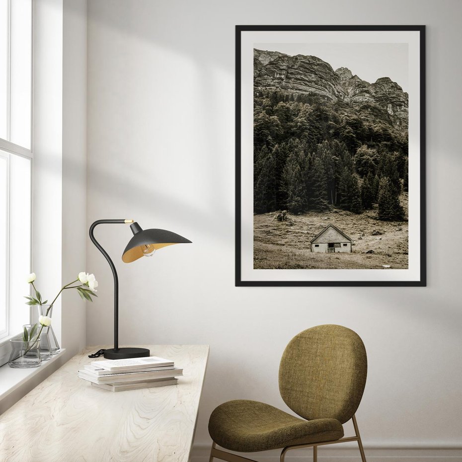 Plakat bez ramy 21x30 - Dom w Odcieniach Natury - domek w górach, góry