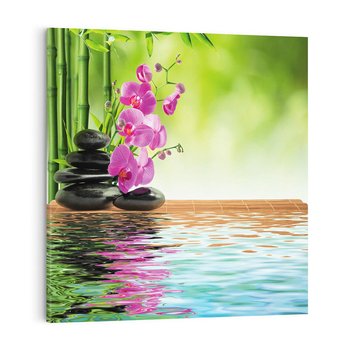 Obraz na płótnie 70x70 - Oaza Storczyka i Wody - spa, storczyk