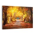Obraz na płótnie 70x50 - Jesienna Droga: Przechadzka wśród Drzew - jesień, droga