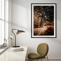 Plakat w ramie 50x70 - Magia Jesieni: Pejzaż Parku w Odcieniach Żółci - jesień, park - rama czarna