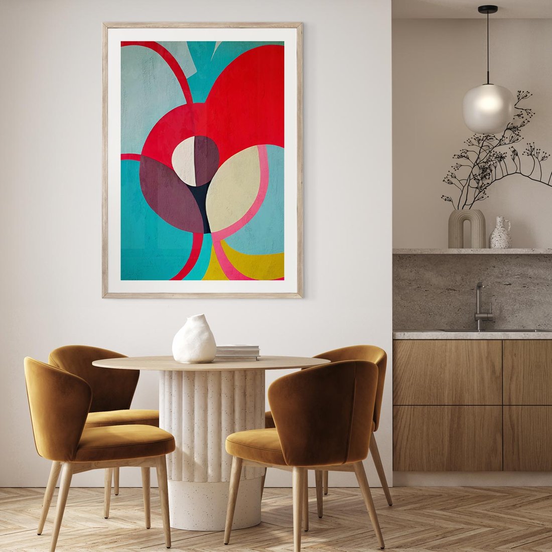 Plakat w ramie 40x50 - Kolorowe Odsłony Inspiracji - abstrakcyjny obraz, olejny - rama drewno