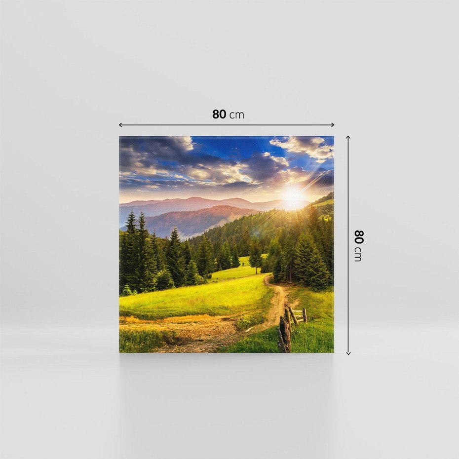 Obraz na płótnie 80x80 - Zachód słońca na łące - zachód, łąka