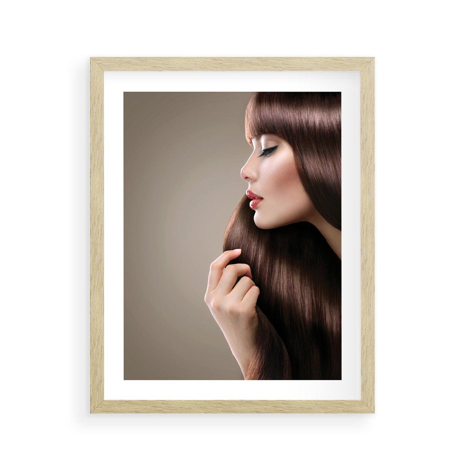 Plakat w ramie 40x50 - Piękno fryzury - włosy, fryzura - rama drewno