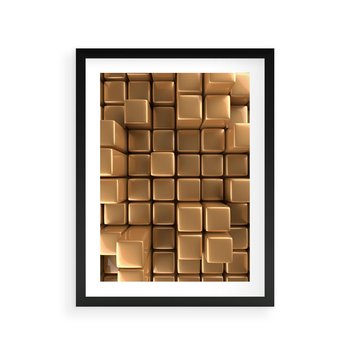Plakat w ramie 40x50 - Błyszcząca Elegancja - złoto, 3d - rama czarna