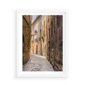 Plakat w ramie 50x70 - Perspektywa Uliczki - uliczka, perspektywa - rama biała