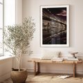 Plakat w ramie 40x50 - Most na nocnym horyzoncie - most, noc - rama drewno