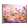 Obraz w ramie 120x80 - Pastelowe Wzgórza - pastelowe, różowe góry - rama drewno