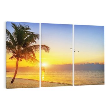 Obraz na płótnie 120x80 - Słońce, plaża i palmy: romantyczny zachód - plaża, zachód