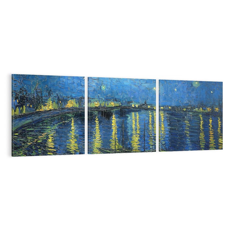 Obraz na płótnie 150x50 - "Starry Night Over the Rhone" (1888) Vincent van Gogh - Reprodukcja - reprodukcja, obraz na płótnie