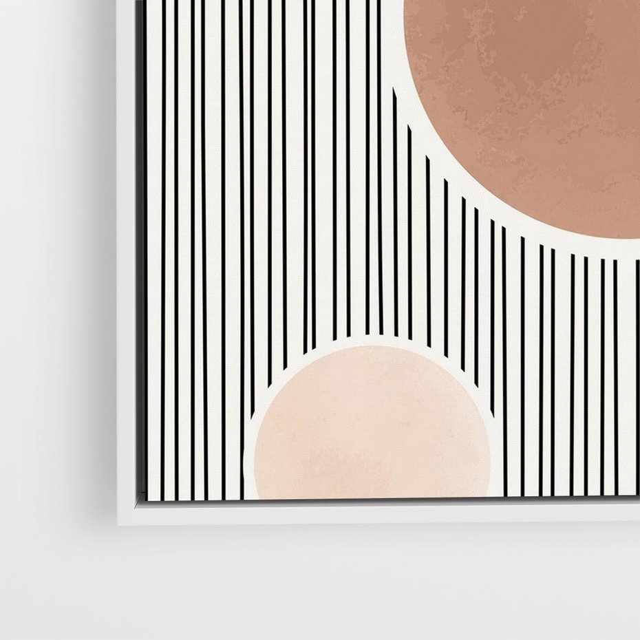 Obraz w ramie 80x80 - Rozplątane Granice - abstrakacyjna nowoczesna sztuka, koła okręgi - rama biała