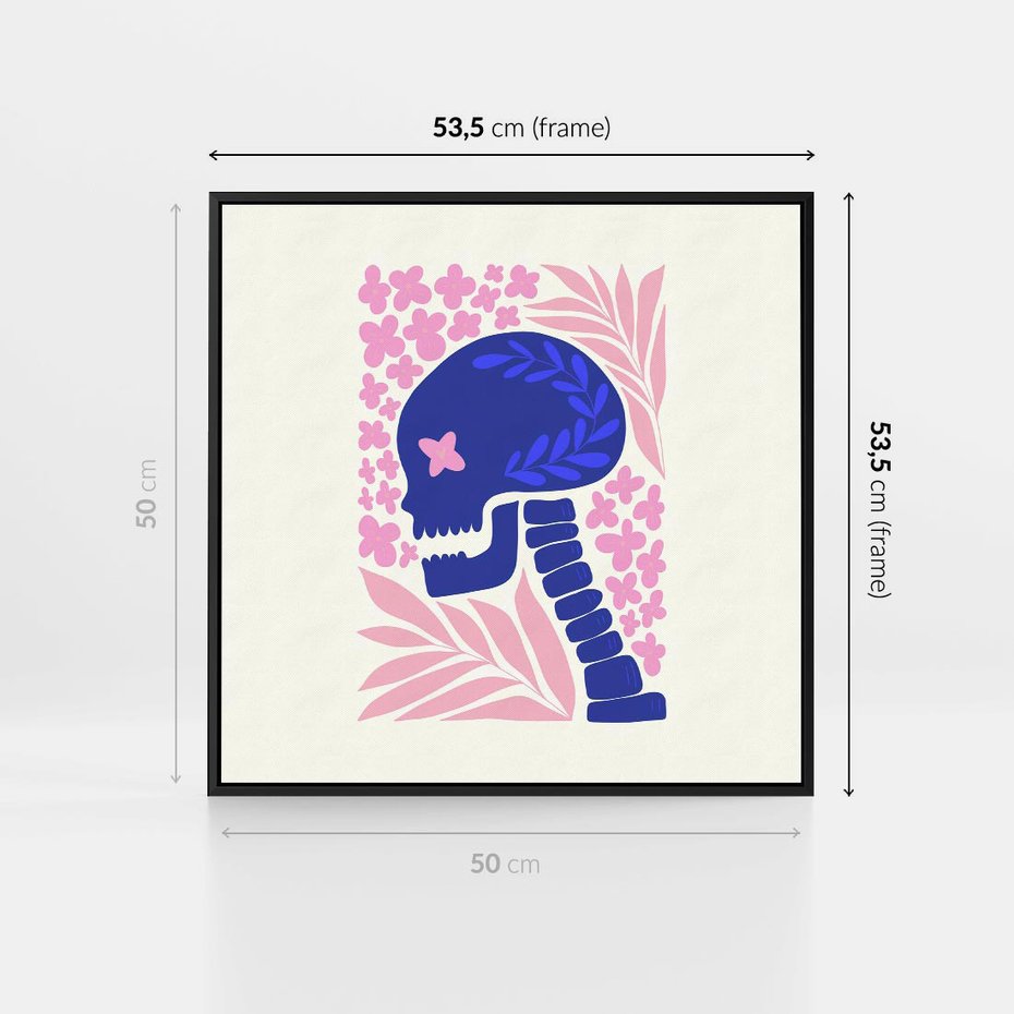 Obraz w ramie 50x50 - Żart z Czaszką - abstrakcja, sztuka nowoczesna - rama czarna