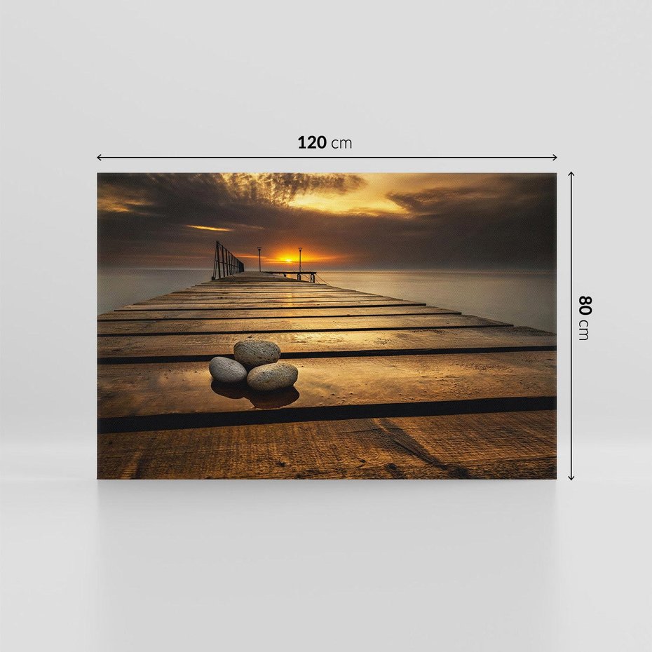 Obraz na płótnie 120x80 - Zachód Słońca nad Molo: Magia Morza - zachód, słońca